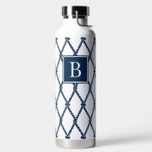 Monograma Náutico Preppy Costeiro - Branco e Azul 