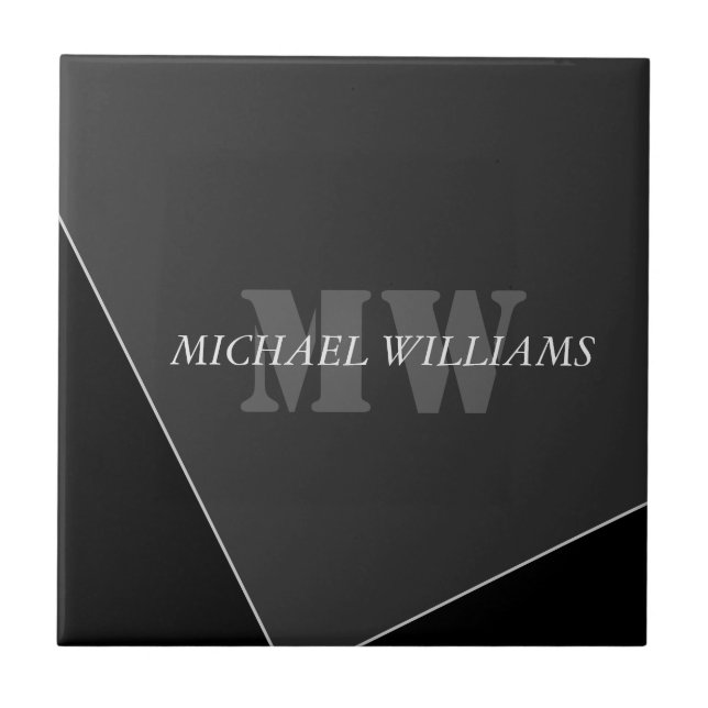 Monograma Negro de Cinzas Artísticas Modernas (Frente)