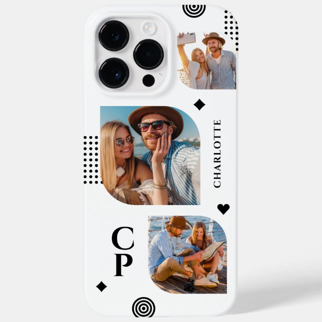 Monograma Nome 3 Foto Colagem Moderna (Verso)