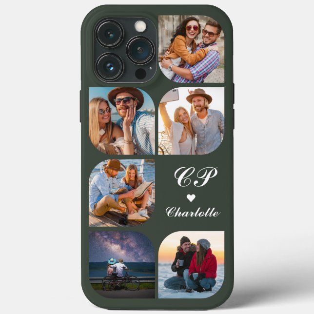 Monograma Nome 6 Foto Moderna Tendência Simples (Verso)