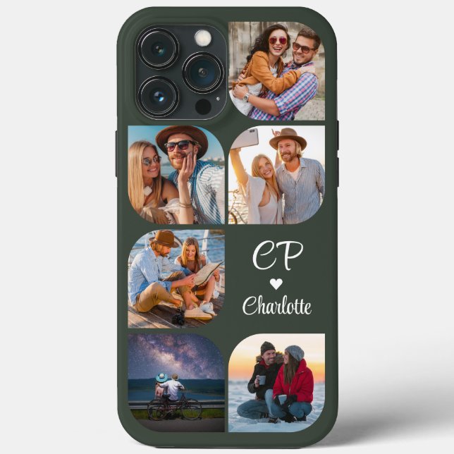 Monograma Nome 6 Foto Moderna Tendência Simples (Verso)