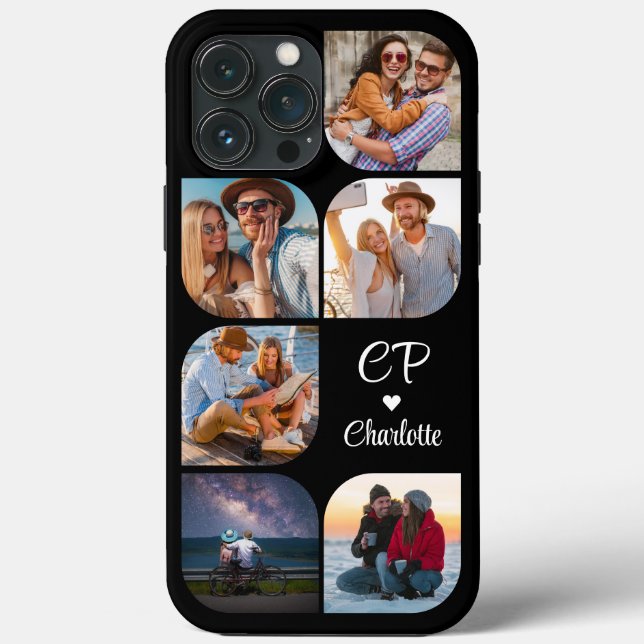 Monograma Nome 6 Foto Moderna Tendência Simples (Verso)