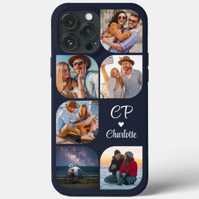 Monograma Nome 6 Foto Moderna Tendência Simples (Verso)