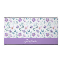 Monograma Nome Flor Silvestre Aquarela Roxo Verde