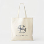 Monograma Nome inicial Bridesmaid Dusty Bolsa B<br><div class="desc">Nome do Monograma Script Inicial Bridesmaid Dusty Blue. Fácil de personalizar com o nome e o nome dos eventos e presentes do partido noiva.</div>