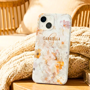 Monograma Nome Inicial Floral Elegante Aquarela