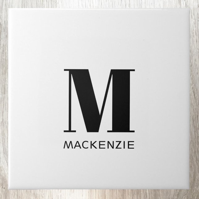 Monograma Nome inicial Simples (Simple monogram initial name personalized ceramic tile)