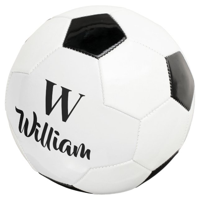 Monograma Nome Personalizado Bola de Futebol Cláss (Três quartos)