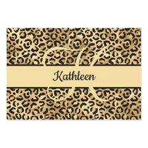 Monograma Nome preto Leopardo-Dourado