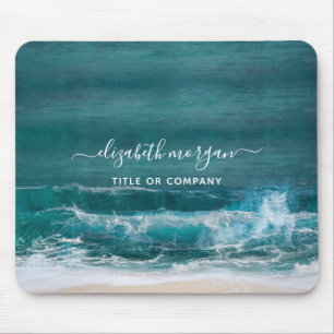 Monograma Nome Script Beach Ocean Modern Mouse Pad