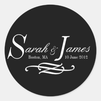 Monograma Nomes Data Local Etiquetas de casamento