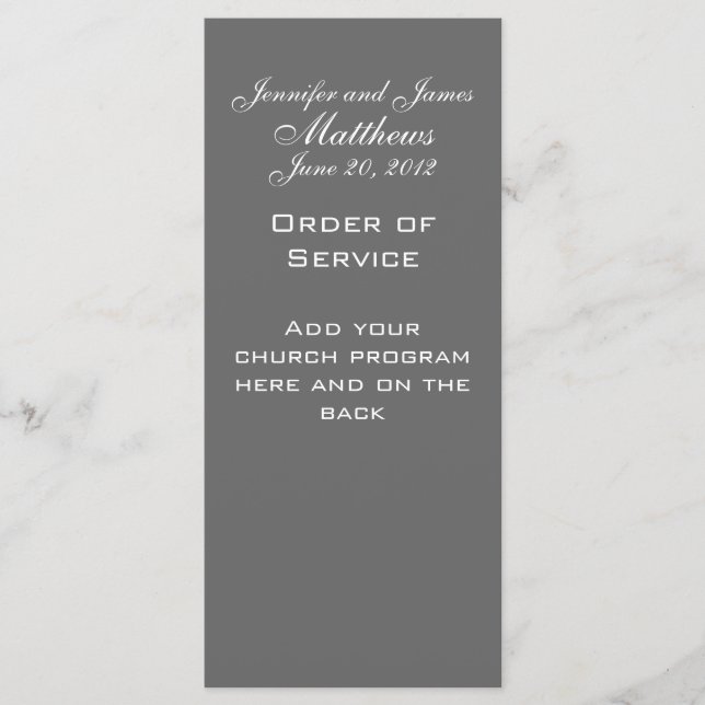 Monograma Nomes Data Serviço de Casamento Programa (Frente)