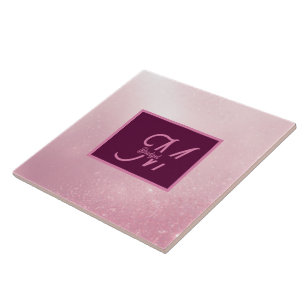 Monograma ombre com brilho suave feminino rosa men