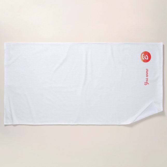 Monograma (orange), orelha-laranja, toalha de prai (Frente)