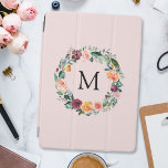 Monograma outono Rosa Flor Flower Wreath<br><div class="desc">Apresentando nossa cobertura de ar do Rosa Floral Flor de outono do Monograma. Apresentando a ilustração das cores d'água de arranjo de flores e folhas, adicione o encanto da natureza da colheita à sua coleção eletrônica. Pode ser um presente excelente para amantes estéticos da natureza antigos.</div>