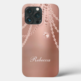 Monograma Pérolas Ouro Rosado Diamantes Brilho Gla