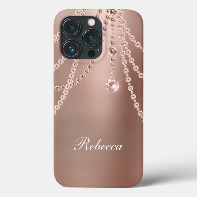Monograma Pérolas Ouro Rosado Diamantes Brilho Gla (Verso)