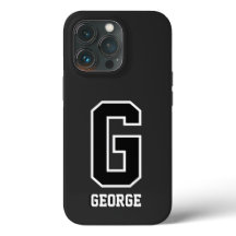 Monograma Personalizado Branco Preto Moderno Para 