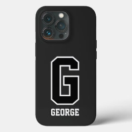 Monograma Personalizado Branco Preto Moderno Para