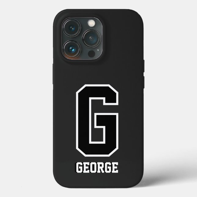 Monograma Personalizado Branco Preto Moderno Para  (Verso)