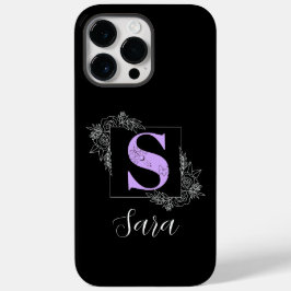 Monograma Personalizado com Borboleta Floral Roxa 