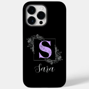 Monograma Personalizado com Borboleta Floral Roxa