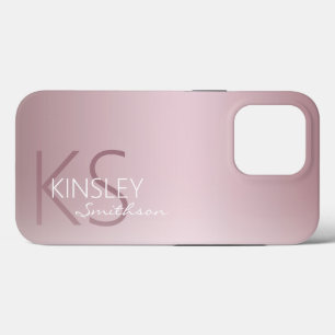 Monograma Personalizado Cor-de-Rosa Dourado Modern