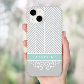 Monograma Personalizado da cinza e da Mint Herring