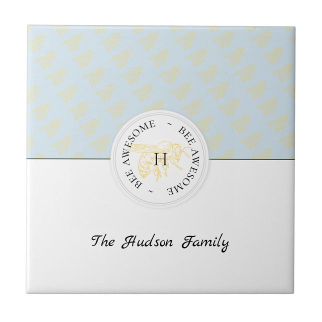 Monograma Personalizado de Abelhas Ouro Incrível (Frente)