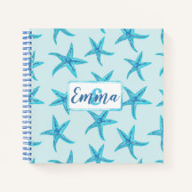Monograma personalizado de Aqua-teal Blue Starfish