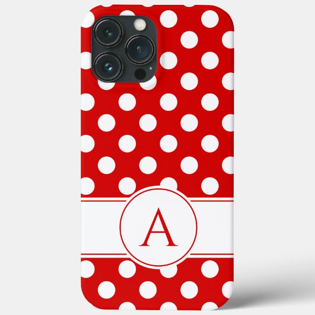 Monograma Personalizado De Bolinhas Vermelhas E Br (Verso)