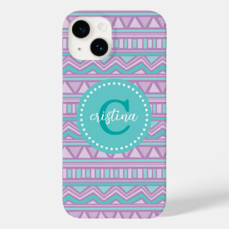 Monograma Personalizado de Chevron Aztec Púrpura e