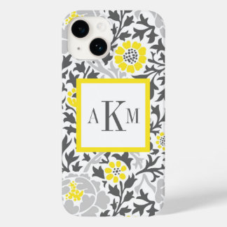 Monograma Personalizado de cinza e Damasco Floral