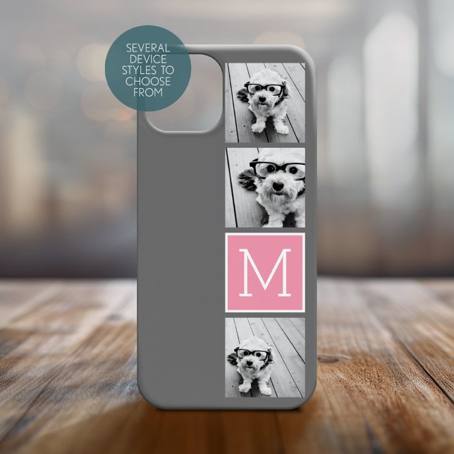 Monograma Personalizado de Colagem de Fotos do Ins (Personalized Phone Case with Custom Text and Trendy Design)