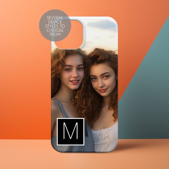 Monograma Personalizado de Colagem de Fotos Preto  (Personalize a Phone Case with your photo and monogram)