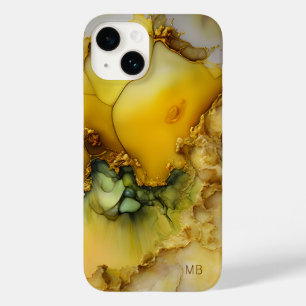 Monograma Personalizado de Mármore Amarelo Verde M