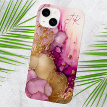 Monograma Personalizado de Mármore Dourado Roxo Mo