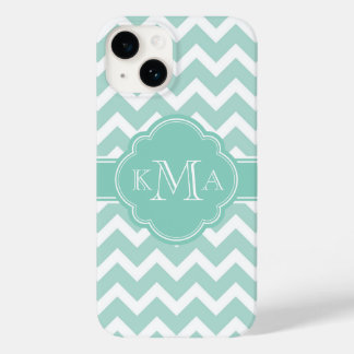 Monograma Personalizado de Mint e Aqua Chevron