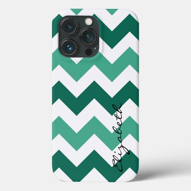 Monograma Personalizado de Mint e White Chevron (Verso)