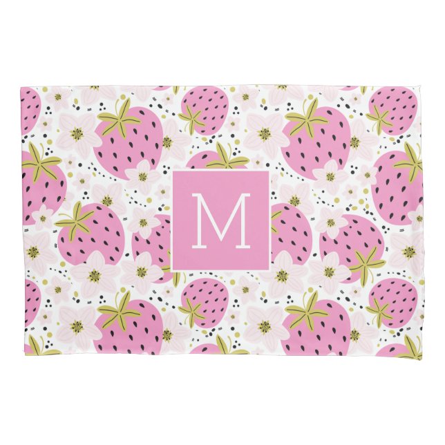 Monograma Personalizado de Morangos Rosa (Frente)