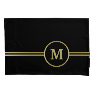Monograma personalizado de ouro elegante a preto
