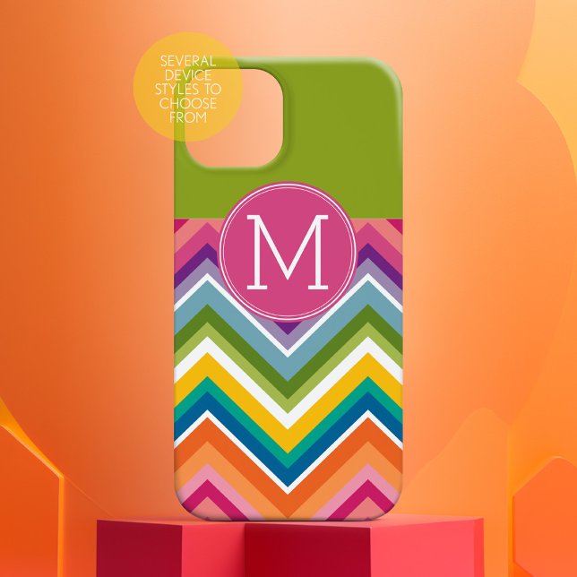 Monograma Personalizado de Padrão de Chevron Color (Personalized Phone Case - Add Custom Text)