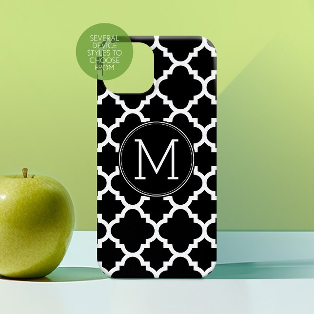 Monograma Personalizado de Padrão de Quatrefoil Pr (Personalized Phone Case)
