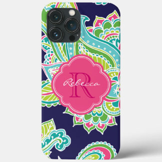 Monograma Personalizado de Paisley Bohemian marinh