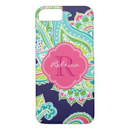 Monograma Personalizado de Paisley Bohemian marinh