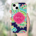 Monograma Personalizado de Paisley Bohemian marinh<br><div class="desc">O design personalizado apresenta uma elegante ilustração de tatuagem mehndi henna boêmia desenhada à mão,  com espirais florais botânicos e paisley. Clique no botão Personalizar para adicionar o seu nome e monograma para criar o seu próprio design único.</div>