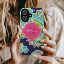 Monograma Personalizado de Paisley Bohemian marinh