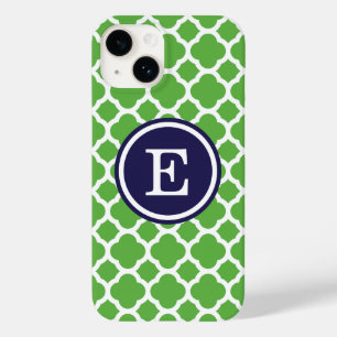 Monograma Personalizado de Quatrefoil Verde e Mari