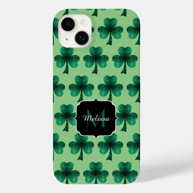 Monograma personalizado de Shamrock do Emerald Gre (Verso)