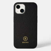Monograma personalizado de texto de couro preto mí